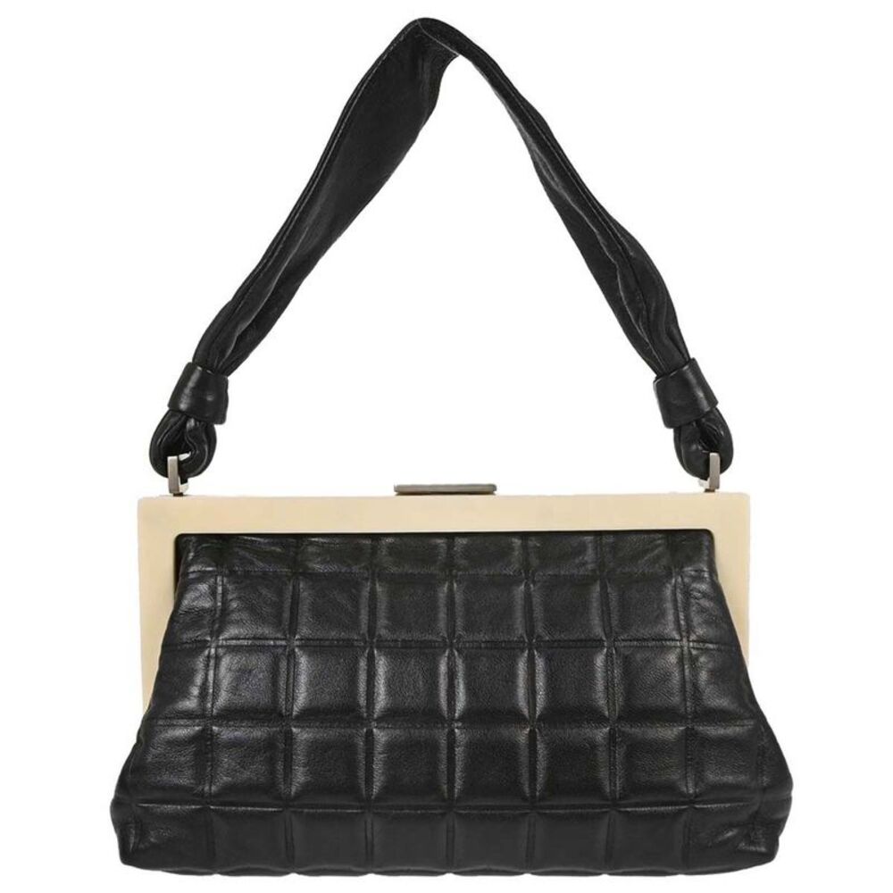 Chanel Chocolate Bar Frame Quilted Lambskin Black Leather Shoulder Bag Bag